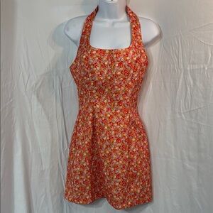 VNTG Y2K XOXO Floral Halter Mini Dress